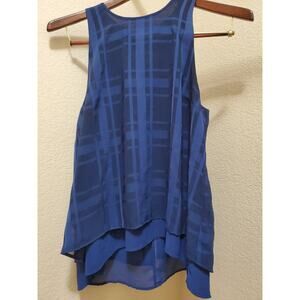 H&M blue plaid trapeeze styled tank with a silver zip closer on back size 12.